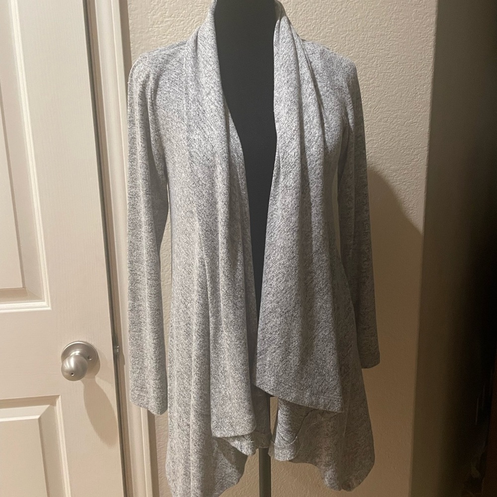 Bobeau Light Gray Open Front Cardigan